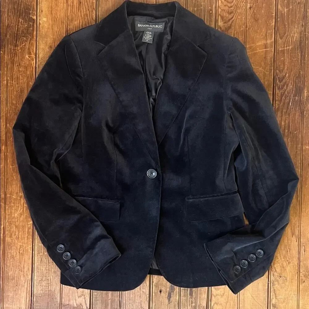 Banana Republic Y2K Women's blazer Dark gray short Velvet Blazer size 8